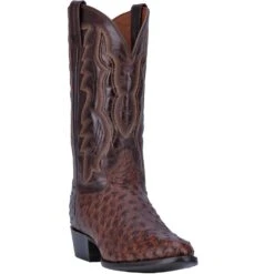 Dan Post DP3016 13" Pershing Dark Brown Full Quill Ostrich Foot R Toe (SHOP IN-STORE TOO)