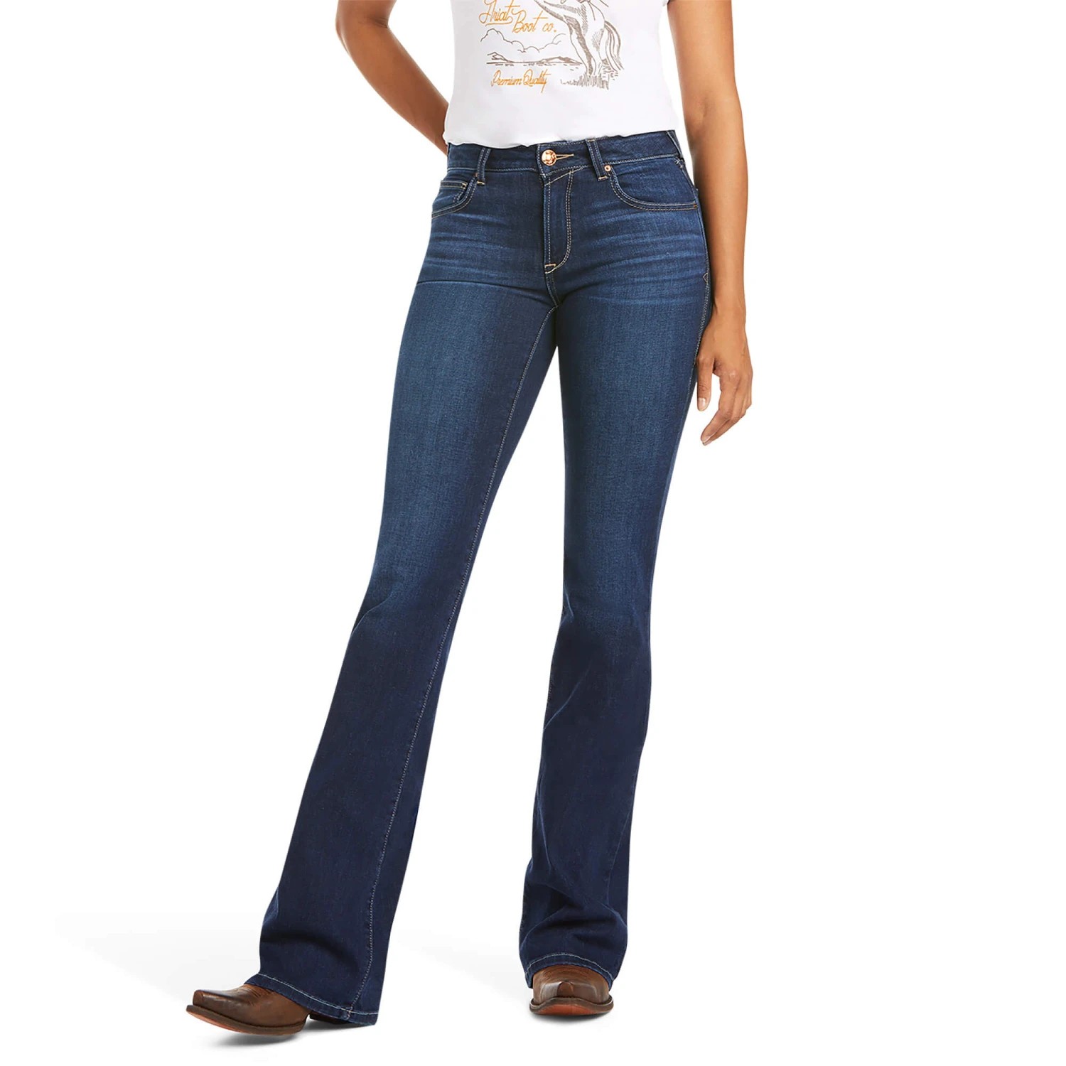 Women's Ariat 10027692 Ultra Stretch Perfect Rise Katie Mya Blue Flare Jean 4 Women's Ariat 10027692 Ultra Stretch Perfect Rise Katie Mya Blue Flare Jean - Image 2