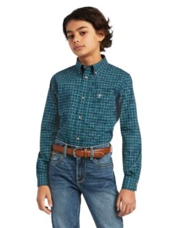 Children's 10039568 Deep Pacific Blue Pro Declan Classic Fit Long Sleeve Shirt