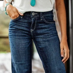 Women's Ariat 10039598 Rascal Blue Trouser Perfect Rise London Wide Leg Jean -Western Cowboy Clothing 10039598 lifestyle