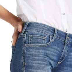 Women's Ariat 10039599 Eleanor Blue Trouser Mid Rise Jennifer Wide Leg Jean 12 Women's Ariat 10039599 Eleanor Blue Trouser Mid Rise Jennifer Wide Leg Jean -Western Cowboy Clothing 10039599 01