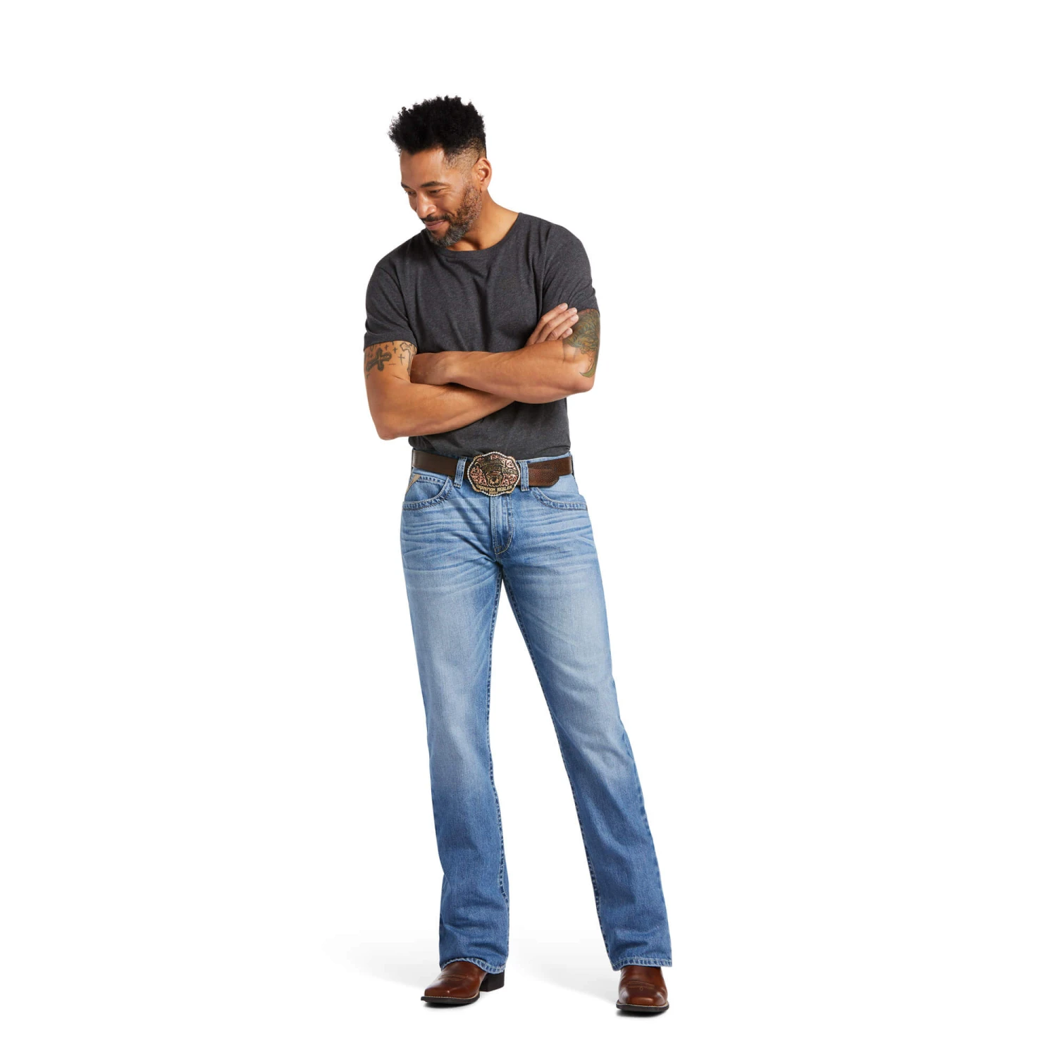 Men's Ariat 10039631 M4 Relaxed Stretch Goldfield Dallas Blue Boot Cut Jean 8 Men's Ariat 10039631 M4 Relaxed Stretch Goldfield Dallas Blue Boot Cut Jean - Image 6