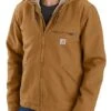 Carhartt 104392-BRN Carhartt Brown Relaxed Fit Washed Duck Sherpa-Lined Jacket (Up To 4XL) -Western Cowboy Clothing 104392brn 1