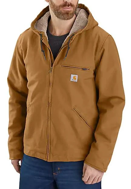 Carhartt 104392-BRN Carhartt Brown Relaxed Fit Washed Duck Sherpa-Lined Jacket (Up To 4XL) 3 Carhartt 104392-BRN Carhartt Brown Relaxed Fit Washed Duck Sherpa-Lined Jacket (Up To 4XL)