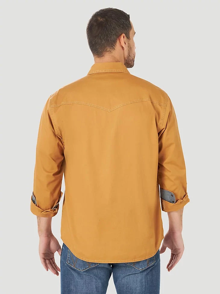 Men's Wrangler 112317197 Retro® Premium Long Sleeve Western Snap Solid Shirt In Rawhide 4 Men's Wrangler 112317197 Retro® Premium Long Sleeve Western Snap Solid Shirt In Rawhide - Image 2