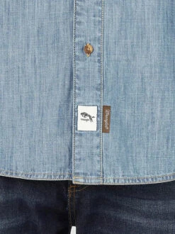 Men's Wrangler 112317202 Retro® Premium Long Sleeve Button Up Shirt In Denim 11 Men's Wrangler 112317202 Retro® Premium Long Sleeve Button Up Shirt In Denim -Western Cowboy Clothing 112317202 ALT3