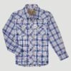 Boy's Wrangler 112326346 Retro Blue/White/Red Plaid Western Snap Long Sleeve Shirt 2 Boy's Wrangler 112326346 Retro Blue/White/Red Plaid Western Snap Long Sleeve Shirt -Western Cowboy Clothing 112326346 HERO