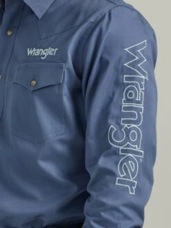 Men's Wrangler 112330340 Western Logo Long Sleeve Snap Shirt -Western Cowboy Clothing 112330340 BD01 RGBD PRD