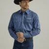 Men's Wrangler 112330340 Western Logo Long Sleeve Snap Shirt -Western Cowboy Clothing 112330340 BF01 RGFF PRD