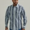 Men's Wrangler 112330351 Classic Fit Checotah Long Sleeve Western Snap Printed Shirt 1 Men's Wrangler 112330351 Classic Fit Checotah Long Sleeve Western Snap Printed Shirt -Western Cowboy Clothing 112330351 BF01 RGFF PRD