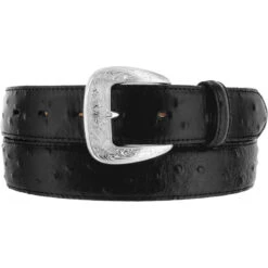 Tony Lama 1373L Black Ostrich Print Dress Belt