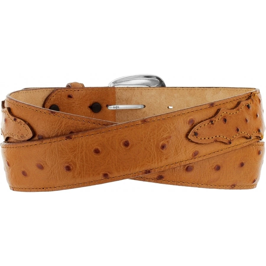 Tony Lama 1377L Tan Ostrich Print Dress Belt 4 Tony Lama 1377L Tan Ostrich Print Dress Belt - Image 2