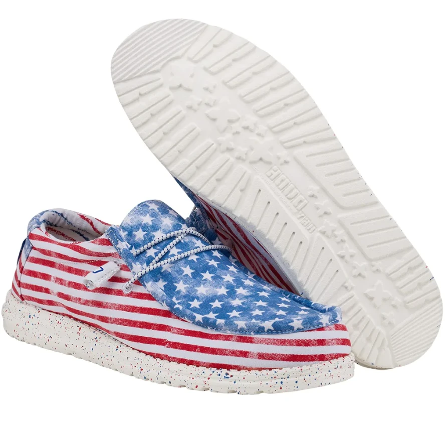 Men's Hey Dude 40001-9C8 Wally Stars And Stripes Shoe (also Has Women's And Youth Sizes) 3 Men's Hey Dude 40001-9C8 Wally Stars And Stripes Shoe (also Has Women's And Youth Sizes)