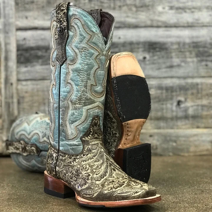 Women's Tanner Mark TML207098 Brown Hand Tooled Print Square Toe Boot (SHOP IN-STORE) 4 Women's Tanner Mark TML207098 Brown Hand Tooled Print Square Toe Boot (SHOP IN-STORE) - Image 2