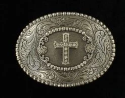 Blazing Roxx 3756842C Scrolled Cross Oval Bel Buckle