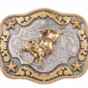 Nocona 3798902 Youth Rectangular Antique SilverAntique Gold Buller Rider Buckle -Western Cowboy Clothing 3798902