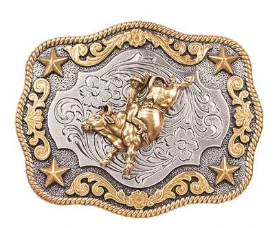 Nocona 3798902 Youth Rectangular Antique SilverAntique Gold Buller Rider Buckle 3 Nocona 3798902 Youth Rectangular Antique SilverAntique Gold Buller Rider Buckle
