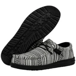 Men's Hey Dude 40017-0YB Wally Serape Black Gravel Shoe (also Has Women's And Youth Sizes)