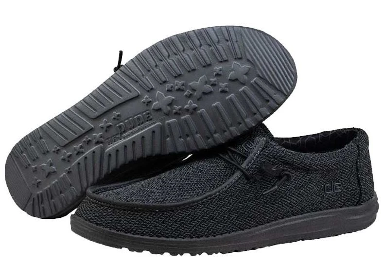 Men's Hey Dude 40019-0XJ Wally Sox Micro Total Black Shoe (also Has Women's Sizes) 3 Men's Hey Dude 40019-0XJ Wally Sox Micro Total Black Shoe (also Has Women's Sizes)