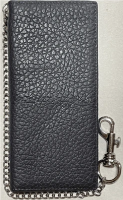 Top Notch Accessories 420A-CF Coffee Pebbled Leather Tall Wallet With Chain