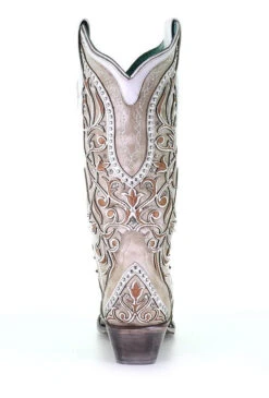 Corral Boots Women's Corral A3837 13" White Overlay & Embroidery With Studs & Crystals Snip Toe (SHOP IN-STORE TOO) -Western Cowboy Clothing 4cc9e66600da00e5134872369bd6ec03