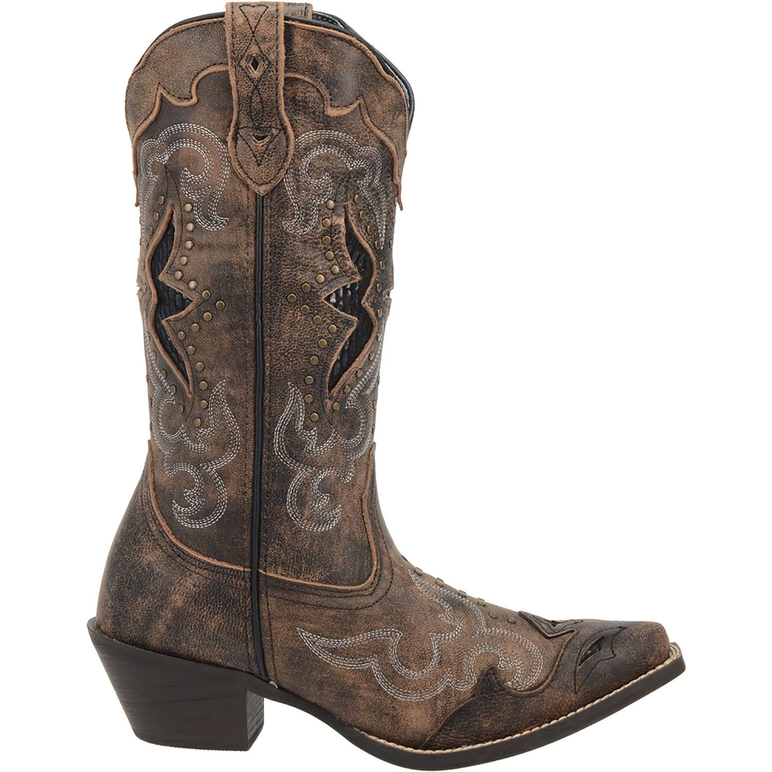Women's Laredo 52133 13" Brown/Black Inlay Lucretia Snip Toe 4 Women's Laredo 52133 13" Brown/Black Inlay Lucretia Snip Toe - Image 2