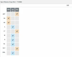 MEN'S WRANGLER 1071105BK BLACK LONG SLEEVE SOLID BROADCLOTH WESTERN SNAP SHIRT -Western Cowboy Clothing 71105BKsizegrid