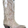 Corral Boots Women's Corral A3837 13" White Overlay & Embroidery With Studs & Crystals Snip Toe (SHOP IN-STORE TOO) -Western Cowboy Clothing 7b36b2b14f4af89ef152093fd3e51534