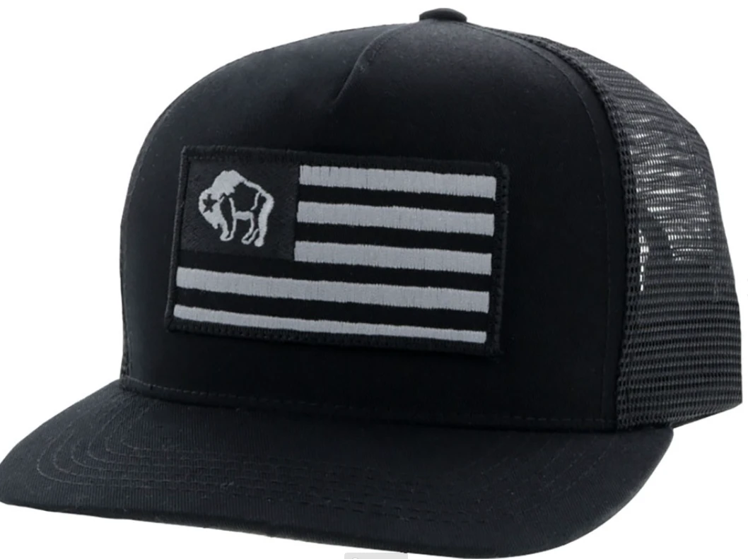 Hooey 9711T-BK Black 5-Panel Trucker With Black Flag Patch Cap 3 Hooey 9711T-BK Black 5-Panel Trucker With Black Flag Patch Cap