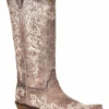 Corral Boots Women's Corral A1094 13" Brown Crater Bone Embroidery Snip Toe (SHOP IN-STORES TOO) -Western Cowboy Clothing A1094 1