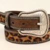 Girl's Ariat A1307002 1 1/4" Brown Leopard With Turquoise Stitching Belt -Western Cowboy Clothing A1307002