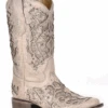 Corral Boots Women's Corral A3397 12" White Glitter Inlay & Crystals Square Toe (SHOP IN-STORE TOO) -Western Cowboy Clothing A3397 1