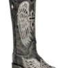 Corral Boots Women's Corral A4243 13" Black Cross & Wings Overlay/Embroidery/Studs Small Square Toe (SHOP IN-STORE TOO)