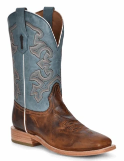 Corral Boots Corral A4262 Men's 12" Rodeo Collection Honey W/Blue Embroidery Top Wide Square Toe (Call To Check Availability)