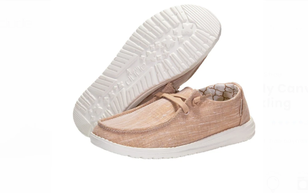 Women's Hey Dude 121415016 Wendy Canvas Sparkling Rose Gold Shoe *CLOSEOUT* 3 Women's Hey Dude 121415016 Wendy Canvas Sparkling Rose Gold Shoe *CLOSEOUT*