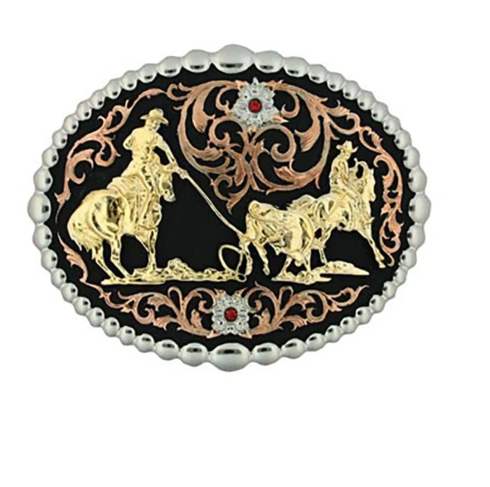 Montana Silversmiths Montanta Silversmiths 60969 Attitude Buckle AB-Tri Color Team Roper Buckle 3 Montana Silversmiths Montanta Silversmiths 60969 Attitude Buckle AB-Tri Color Team Roper Buckle