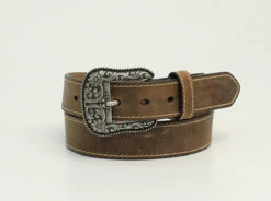 Women's Ariat A1523402 Brown Belt With Floral Buckle