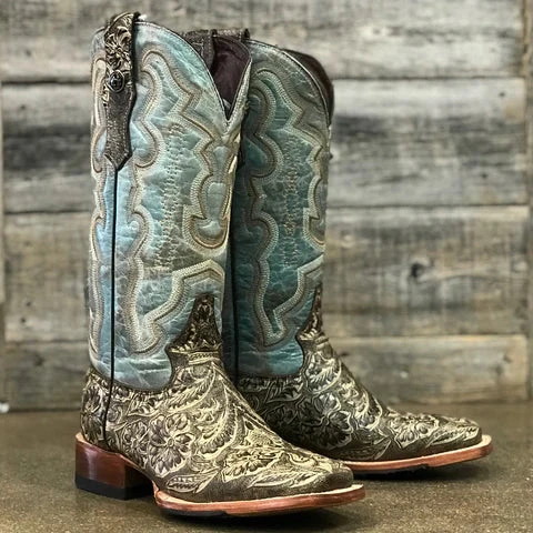 Women's Tanner Mark TML207098 Brown Hand Tooled Print Square Toe Boot (SHOP IN-STORE) 3 Women's Tanner Mark TML207098 Brown Hand Tooled Print Square Toe Boot (SHOP IN-STORE)