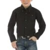 Boy's Wrangler 10BG269BK Black Button Down Long Sleeve Shirt 2 Boy's Wrangler 10BG269BK Black Button Down Long Sleeve Shirt -Western Cowboy Clothing BG269BK