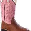 Children's Old West BSC1839 Tan W/Pink Top Wide Square Toe 1 Children's Old West BSC1839 Tan W/Pink Top Wide Square Toe -Western Cowboy Clothing BSC1839