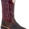Children's Old West BSC1889 Chocolate W/Burgundy Top Wide Square Toe 1 Children's Old West BSC1889 Chocolate W/Burgundy Top Wide Square Toe -Western Cowboy Clothing BSC1889