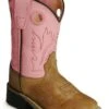 Infant Old West BSI1839 Tan W/Pink Top Wide Square Toe 2 Infant Old West BSI1839 Tan W/Pink Top Wide Square Toe -Western Cowboy Clothing BSI1839