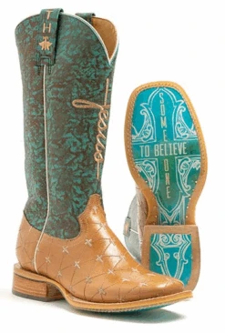 Women's Tin Haul 14-021-0007-1442 "PRINCE OF PEACE" Brown Wide Square Toe (Call To Check Availability) Use Code TINHAUL20 To Save $20 OFF.