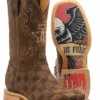 Men's Tin Haul 14-020-0077-0445 GR ROUGH PATCH / BALD EAGLE Sole 11" GREEN/BROWN Wide Square Toe (Call To Check Size Availability) -Western Cowboy Clothing Capture 32ff871e 4839 4d89 9700 534eb9799cbd