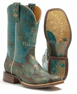 Women's Tin Haul 14-021-0101-5003 "FEATHER PLUME" Brown Wide Square Toe (CALL TO CHECK AVAILABILITY) Use Code TINHAUL20 To Save $20 OFF.