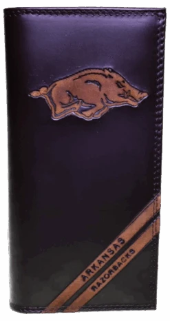 Zep-Pro IWD4BRW-UAR University Arkansas Razerbacks Brown Debossed Tall Wallet
