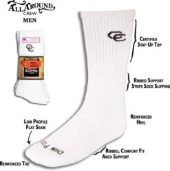 Men's Dan Post DPCBM9/DPCBM10 White All Around Crew Socks