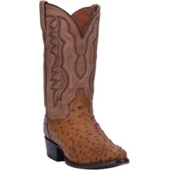 Dan Post DP2323 13" Saddle Tan Full Quill Ostrich Foot R Toe (SHOP IN-STORE TOO)