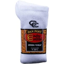 Men's Dan Post DPCBC9/DPCBC10/DPCBC13 White Over The Calf Socks -Western Cowboy Clothing DPCBCfront