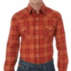 Men's Wrangler FR135OR Plaid FR Flame Resistant Long Sleeve Work Shirt *Closeout* -Western Cowboy Clothing FR135ORfront